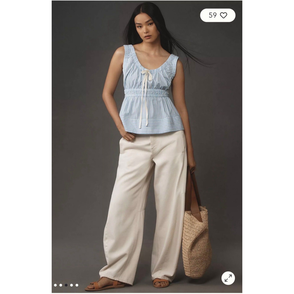 Anthropologie Blue and White Striped Tank Top